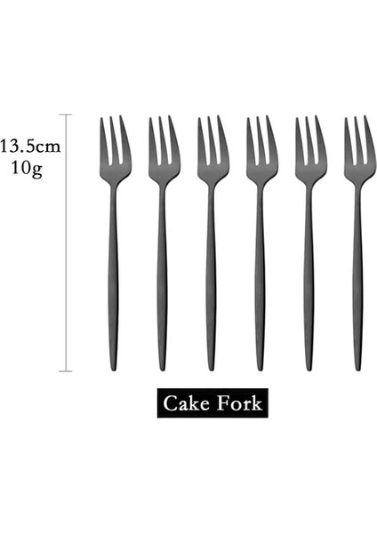 Siyah 6 Adet Yemek Takımı Seti Beyaz Altın Kek Meyve Çatal Çatal Bıçak Kaşık Seti Paslanmaz Çelik Sofra Takımı Ayna Ev Aperatif Salata Çatalı Sofra Seti (Yurt Dışından)