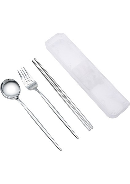 Gümüş-A 3 Adet Kaşık Çatal Çubuklarını Saklama Kutusu ile Set Paslanmaz Çelik Kahve Aperatifler Meyve Tatlı Çatal Kaşık Mutfak Çay Kaşığı Seti (Yurt Dışından)