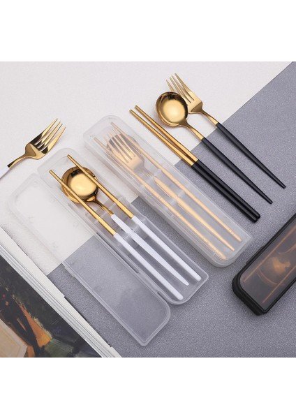 Gümüş-A 3 Adet Kaşık Çatal Çubuklarını Saklama Kutusu ile Set Paslanmaz Çelik Kahve Aperatifler Meyve Tatlı Çatal Kaşık Mutfak Çay Kaşığı Seti (Yurt Dışından) indirimleri