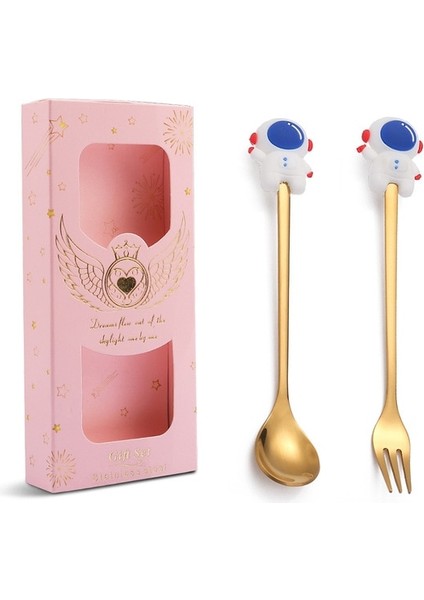 2PCS-F03 4pcs/2pcs Çocuk Sofra Takımı Çatal Kaşık Çatal Seti Meyve Hayvan Dekorasyon Tatlı Kaşığı Meyve Çatalı Kahve Kaşığı Çatal Hediye (Yurt Dışından)