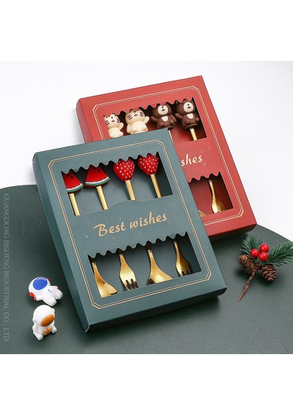 2PCS-F03 4pcs/2pcs Çocuk Sofra Takımı Çatal Kaşık Çatal Seti Meyve Hayvan Dekorasyon Tatlı Kaşığı Meyve Çatalı Kahve Kaşığı Çatal Hediye (Yurt Dışından) modelleri