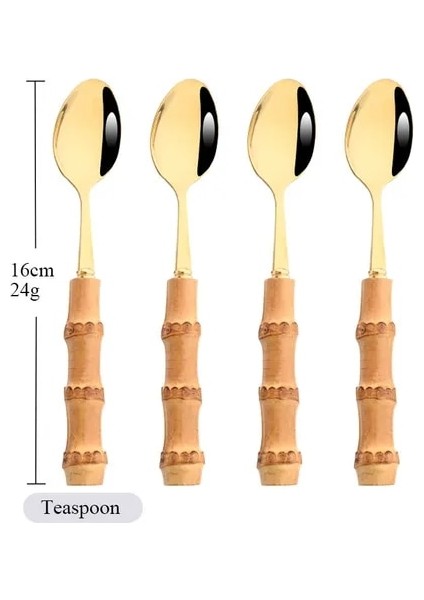 4 Adet Çay Kaşığı Drmfiy 4/20 Adet Doğal Bambu Saplı Gümüş Yemek Takımı Seti Paslanmaz Çelik Çatal Seti Mutfak Bıçağı Çatal Kaşık Sofra Seti (Yurt Dışından) fiyatları