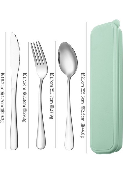 A-3 Pcs-Yeşil Çatal Takım Elbise Saklama Kutusu ile Chopstick Çatal Kaşık Bıçak Seyahat Sofra Seti Kamp Çatal Bıçak Takımı Taşınabilir Paslanmaz Çelik (Yurt Dışından)