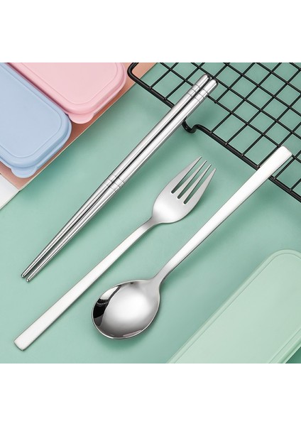 A-3 Pcs-Yeşil Çatal Takım Elbise Saklama Kutusu ile Chopstick Çatal Kaşık Bıçak Seyahat Sofra Seti Kamp Çatal Bıçak Takımı Taşınabilir Paslanmaz Çelik (Yurt Dışından) modelleri