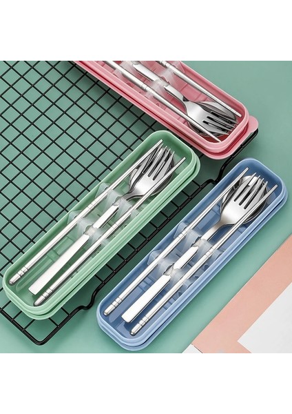 A-3 Pcs-Yeşil Çatal Takım Elbise Saklama Kutusu ile Chopstick Çatal Kaşık Bıçak Seyahat Sofra Seti Kamp Çatal Bıçak Takımı Taşınabilir Paslanmaz Çelik (Yurt Dışından) fırsatları