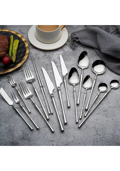 Düz Çay Kaşığı Paslanmaz Çelik Lüks Çatal Yemek Takımı Sofra Bıçak Kaşık Çatal Çubuklarını Sofra Takımı Seti Bulaşık Makinesinde Yıkanabilir (Yurt Dışından) fiyatları