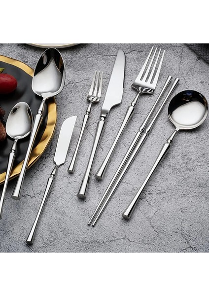 Düz Çay Kaşığı Paslanmaz Çelik Lüks Çatal Yemek Takımı Sofra Bıçak Kaşık Çatal Çubuklarını Sofra Takımı Seti Bulaşık Makinesinde Yıkanabilir (Yurt Dışından) fırsatları