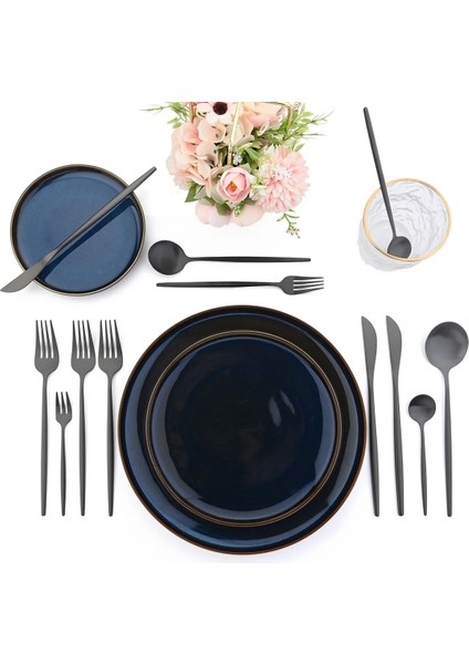 4 Adet Siyah Gümüş Jankng Siyah Sofra Paslanmaz Çelik Çatal Bıçak Kaşık Seti Çatal Bıçaklar Kaşık Mutfak Yemeği Seti Çatal Kaşık Bıçak Altın Yemek Takımı Seti (Yurt Dışından) modelleri