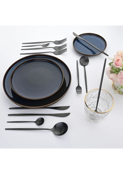 4 Adet Siyah Gümüş Jankng Siyah Sofra Paslanmaz Çelik Çatal Bıçak Kaşık Seti Çatal Bıçaklar Kaşık Mutfak Yemeği Seti Çatal Kaşık Bıçak Altın Yemek Takımı Seti (Yurt Dışından) fırsatları