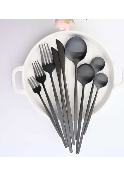 4 Adet Siyah Gümüş Jankng Siyah Sofra Paslanmaz Çelik Çatal Bıçak Kaşık Seti Çatal Bıçaklar Kaşık Mutfak Yemeği Seti Çatal Kaşık Bıçak Altın Yemek Takımı Seti (Yurt Dışından) indirimleri