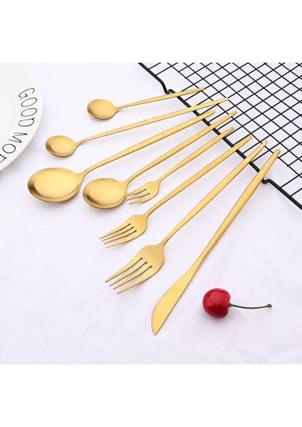 Uzun Kaşık Mat Altın Sofra Paslanmaz Çelik Çatal Bıçak Kaşık Seti Mutfak Sofra Takımı Yemek Çatalı Kaşık Bıçak Kek Çatalı Buz Kaşığı Yemek Takımı Seti (Yurt Dışından) modelleri