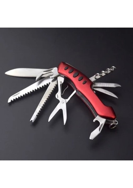 Kırmızı 11 In 1 5/7/9/11 In 1 Paslanmaz Çelik Ordu Bıçaklar Çok Fonksiyonlu Katlanır Bıçak Cep Avcılık Açık Kamp Survival Edc Bıçak Aracı (Yurt Dışından)
