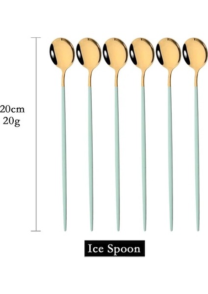 6 Adet Nane Altın 6 Adet Kahve Karıştırma Kaşığı Çatal Bıçak Kaşık Seti Meyve Suyu Altın Çay Kaşığı Yemek Takımı Dondurma Uzun Saplı Kepçe Sofra Mutfak Gereçleri (Yurt Dışından)