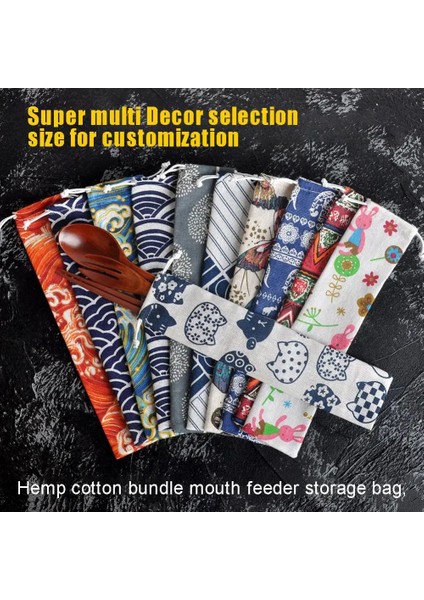 06 Taşınabilir Çatal Çanta Kumaş Keten Sofra Bıçak Çatal Kaşık Konteyner Balık Çizgili Baskı Japonya Tarzı Yemek Takımı Çanta Mutfak Için (Yurt Dışından) modelleri