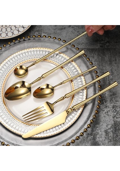 Yemek Bıçağı Parlak Altın 18/10 Paslanmaz Çelik Lüks Çatal Bıçak Takımı Yemek Takımı Sofra Bıçak Kaşık Çatal Çubuklarını Sofra Takımı Seti Bulaşık Makinesinde Yıkanabilir (Yurt Dışından)