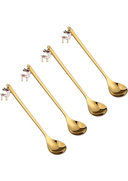 4PCS-GOLD-G02 4pcs / 2pcs Noel Hediyesi Çatal Kaşık Çatal Seti Elk Noel Ağacı Dekorasyon Tatlı Kaşığı Meyve Çatalı Kahve Kaşığı Çatal Hediye (Yurt Dışından)