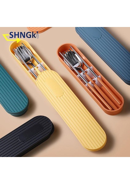 2 Adet Set - Yeşil 304 Paslanmaz Çelik Sofra Seti Seyahat Taşınabilir Çatal Seti Çubuklarını Çatal Kaşık Seti Öğrenci Çalışma Yemek Takımı Seti Kılıflı (Yurt Dışından)