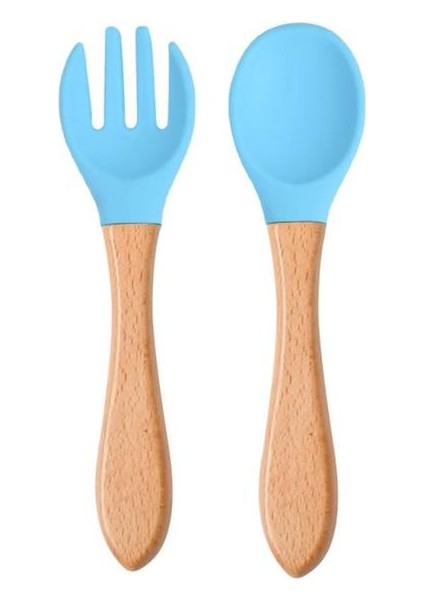 09 Sofra Bebek Kaşık Çatal Seti Çocuk Silikon Ahşap Besleme Eğitimi Bebek Alet Yemek Takımı Çatal Bebek Besleme Malzemeleri (Yurt Dışından) fiyatları