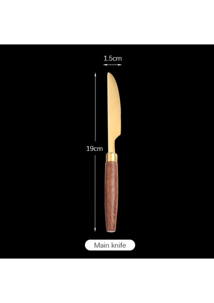 Altın Masa Bıçağı Gümüş Sofra Takımı Ahşap Saplı Paslanmaz Çelik Sofra Çatal Bıçak Takımı Biftek Bıçakları, Çatallar Kaşık Bıçaklar Dahil, Bulaşık Makinesinde Yıkanabilir (Yurt Dışından)