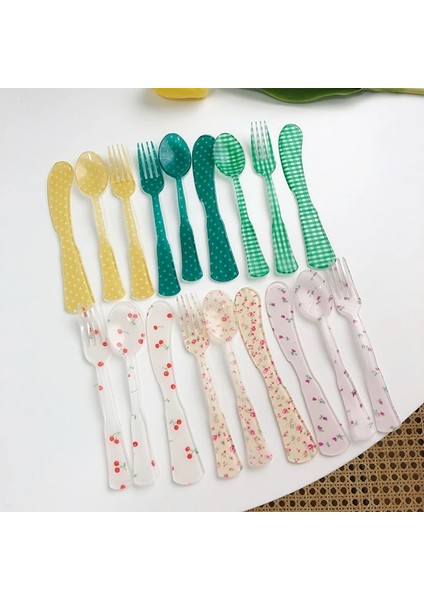 Sarı 1 Takım Fransız Tarzı Retro Ekose Tatlı Kaşığı ve Çatal Plastik Çay Kahve Karıştırma Kaşığı Vintage Içecek Sofra Çiçekler Çay Kaşığı (Yurt Dışından) fiyatları