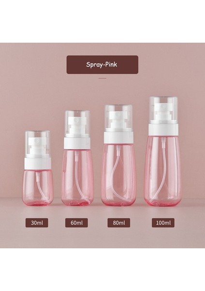 Sprey-Pembe 80ML 30/60/80/100ML Taşınabilir Sulama Kabı Seyahat Dağıtım Losyon Şişesi Parfüm Sıvı Doldurulabilir Alt Şişeleme Boş Konteyner (Yurt Dışından)