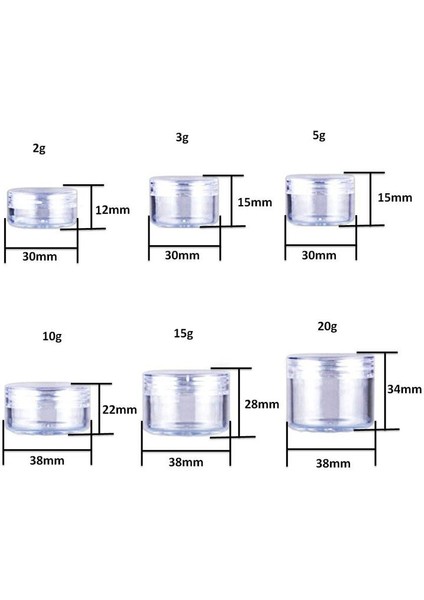Beyaz Kapak 5g 20 Adet 2g 3g 5g 10G 15G 20G 30G Taşınabilir Plastik Kozmetik Boş Kavanoz Temizle Şişeler Göz Farı Makyaj Kremi Dudak Balsamı Konteyner Tencere (Yurt Dışından)