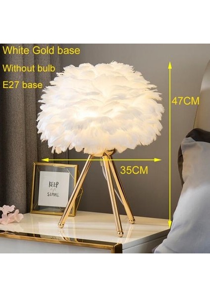 Beyaz Modern Kaz Tüyü Düğün Noel Dekorasyon Yatak Odası LED Masa Lambası (Yurt Dışından) modelleri