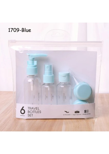 1709-MAVI Taşınabilir Seyahat Doldurulabilir Boş Şişe Seti Özü Şampuan Duş Jeli Kabı Sprey Losyon Şişeleme (Yurt Dışından)