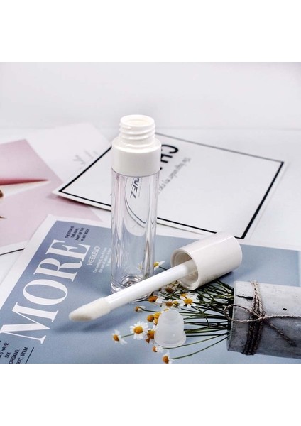 Beyaz Yeni Sıcak Satış 8 ml Kalın Duvar Şeffaf Lipgloss Tüp Büyük Fırça Beyaz Siyah Kapaklı Kozmetik Dudak Parlatıcısı Ambalaj Kabı (Yurt Dışından)