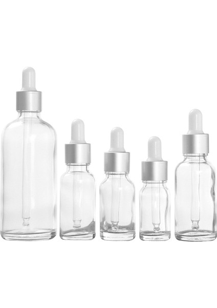 Şeffaf Şişe 5ml Mat Gümüş Kapak Doldurulabilir Damlalık/pipet Şeffaf Cam Şişe Dolum Masaj Yağları Aromaterapi Sıvı Esans/ Serum Cilt Bakımı (Yurt Dışından)