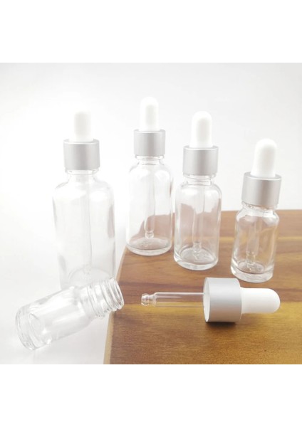 Şeffaf Şişe 5ml Mat Gümüş Kapak Doldurulabilir Damlalık/pipet Şeffaf Cam Şişe Dolum Masaj Yağları Aromaterapi Sıvı Esans/ Serum Cilt Bakımı (Yurt Dışından)