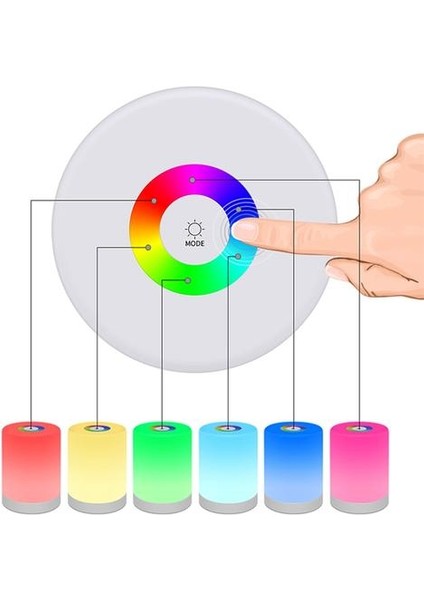 Rechargeable LED Night Light Table Lamp - Warm White & Color Changing Rgb, Smart Touch, Portable Bedside Lamp (Yurt Dışından)