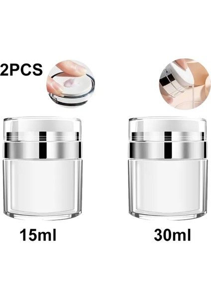 A 15ML B 30ML Havasız Boş Pompa Kavanoz Doldurulabilir Kremler Jeller Losyonlar Dispenser Seyahat Sızdırmaz Kozmetik Konteyner 2 Adet Vakum Şişesi (Yurt Dışından)