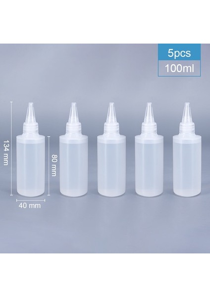 5 Adet 100ML 2/510PC 30/60/100/120ML Sıkılabilir Şişe Sos Için Plastik Fışkırtma Kabı Doldurulabilir Şişe Kapaklı Mutfak Tutkal Kabı (Yurt Dışından)