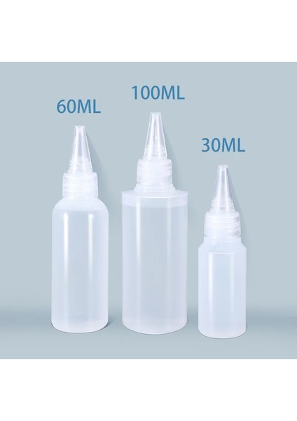 5 Adet 100ML 2/510PC 30/60/100/120ML Sıkılabilir Şişe Sos Için Plastik Fışkırtma Kabı Doldurulabilir Şişe Kapaklı Mutfak Tutkal Kabı (Yurt Dışından)