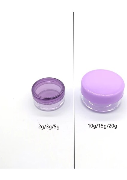 Mor 10 Adet x 2g Plastik 10 Adet Boş 2g - 20G Seyahat Küçük Renkli Kapaklar Yüz Kremi Dudak Balsamı Kapları Için Kapaklı Şeffaf Plastik Kozmetik Kap Kavanozları (Yurt Dışından)