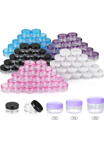 Mor 10 Adet x 2g Plastik 10 Adet Boş 2g - 20G Seyahat Küçük Renkli Kapaklar Yüz Kremi Dudak Balsamı Kapları Için Kapaklı Şeffaf Plastik Kozmetik Kap Kavanozları (Yurt Dışından) fiyatları