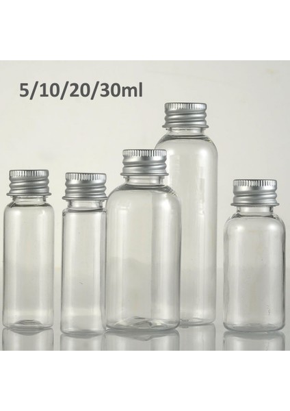 Şeffaf 10ML 5/10/20/30ML Şeffaf Plastik Şişe Alüminyum Vidalı Kapaklı Küçük Kavanoz Kozmetik Konteyner Seyahat Seti Boş Doldurulabilir Şişeler Kavanoz (Yurt Dışından)