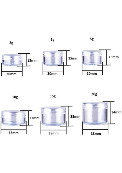 Şeffaf Kapak 30g 20 Adet 2g 3g 5g 10g 15g 20g 30g Plastik Kozmetik Boş Kavanoz (Yurt Dışından) fırsatları