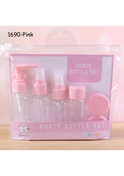 1690-PEMBE Taşınabilir Seyahat Doldurulabilir Boş Şişe Seti Özü Şampuan Duş Jeli Kabı Sprey Losyon Şişeleme (Yurt Dışından)