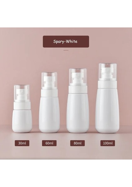 Sprey-Beyaz 60 ml 30/60/80/100 ml Taşınabilir Sulama Kabı Seyahat Dağıtım Losyon Şişesi Parfüm Sıvı Doldurulabilir Alt Şişeleme Boş Konteyner (Yurt Dışından)