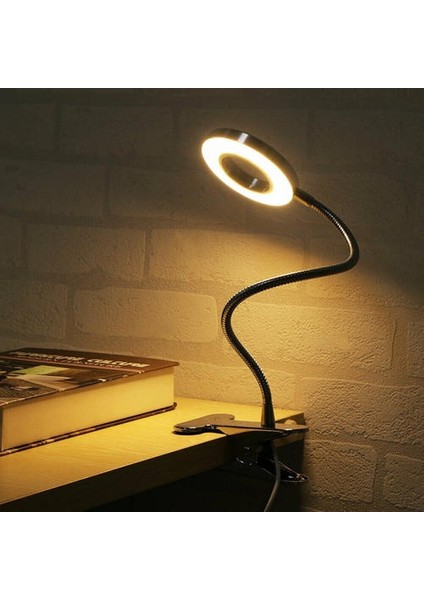 Dimmabable LED Esnek USB Okuma Lambası Klips Yatak Masası Masa Masası Işığı (Siyah) (Yurt Dışından)