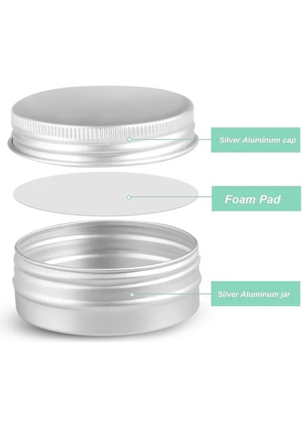 Gümüş 5g 100 Parça 5g 10g 15g 20g 30g 50g 60g 100g Alüminyum Kozmetik Boş Kavanoz 50 ml (Yurt Dışından) fiyatları