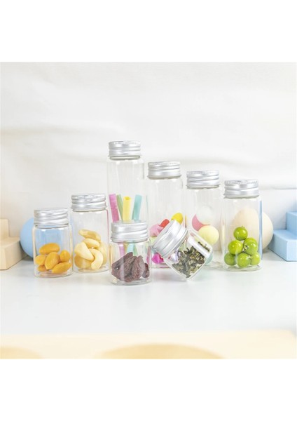 80ML 6 Adet Çap 37MM Şeffaf Boş Cam Şişeler 25ML 30ML 40ML 50ML 60ML 70ML 80ML 90ML Gümüş Alüminyum Kapaklı Doldurulabilir Şişeler (Yurt Dışından)
