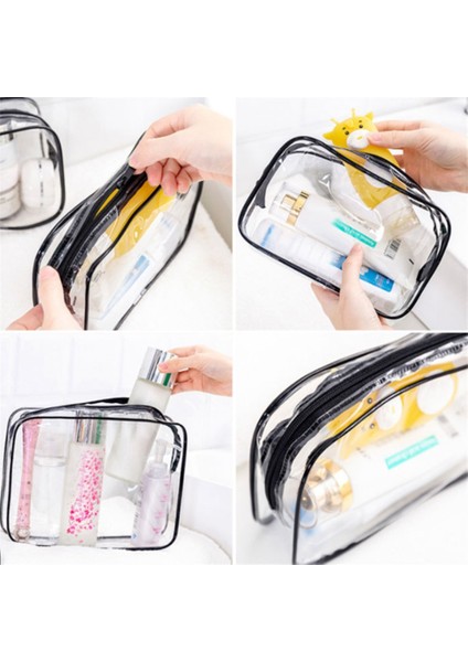 3 Adet Gül Kırmızı 3 Adet Şeffaf Kozmetik Çantası Pvc Kadın Fermuarlı Şeffaf Makyaj Güzellik Çantası Seyahat Makyaj Organizatör Depolama Banyo Tuvalet Yıkama Torbaları (Yurt Dışından) indirimleri