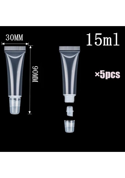 15ML 5 Adet 5 Adet 10/15ML Boş Dudak Parlatıcısı Tüpleri Ruj Tüpü Dudak Balsamı Yumuşak Tüp Makyaj Sıkma Şeffaf Dudak Parlatıcısı Tüp Konteyner (Yurt Dışından)