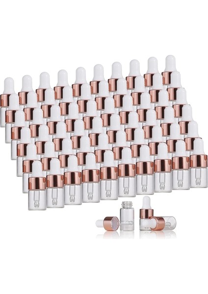 30 Adet 1ml 10/50/100 Adet Mini Damlalık Şişeler Cam Boş Uçucu Yağ Aromaterapi Şişeleri 1ml 2ml 3ml 5ml Gül Altın Kapaklı Pipet Şişeleri (Yurt Dışından)