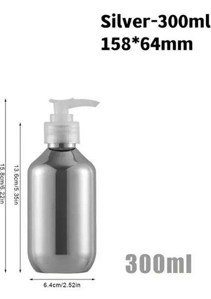 Type4 Şerit 300 ml 300/500 ml Galvanik Şampuan Şişesi Pet Basın Tipi Losyon Boş Şişe Banyo Duş Jeli Büyük Kapasiteli Sabunluk Yeni (Yurt Dışından)