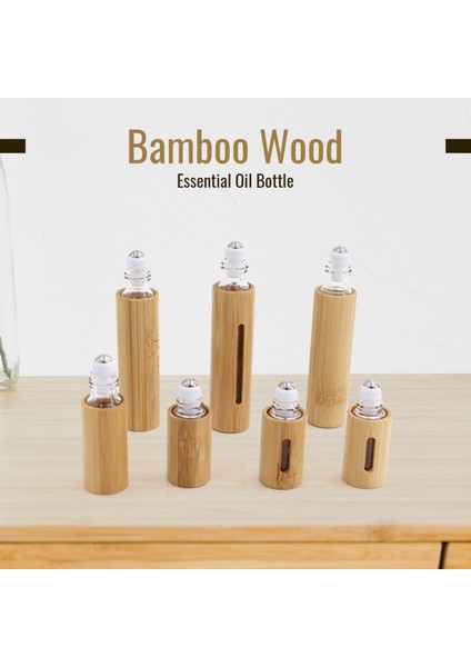 Şeffaf 5ml Bambu Rulo Şişe 3/5/10ML Ahşap Rulo Şişe Esansiyel Yağı Dudak Parlatıcısı Doldurulabilir Tüp Boş Ahşap/cam Şişe Parfüm 1pc (Yurt Dışından)