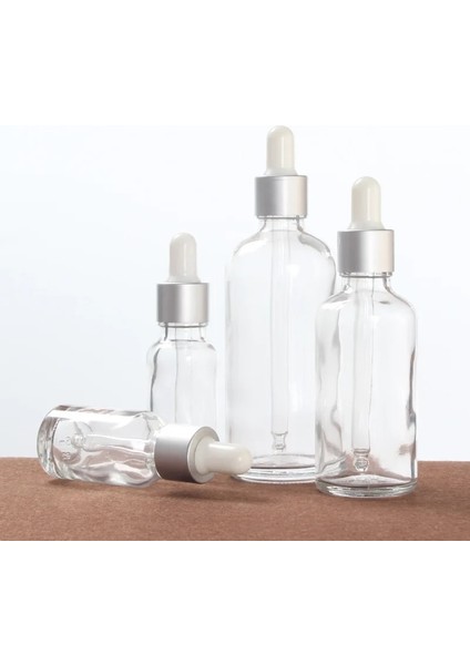 Şeffaf Şişe 20 ml Mat Gümüş Kapak Doldurulabilir Damlalık/pipet Şeffaf Cam Şişe Dolum Masaj Yağları Aromaterapi Sıvı Esans/ Serum Cilt Bakımı (Yurt Dışından)